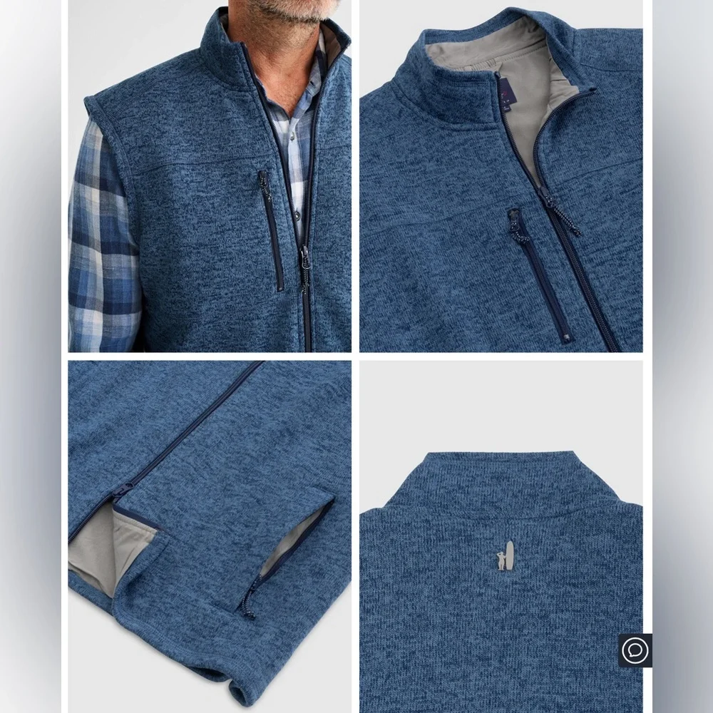 EUC Johnnie-O Wes Full Zip Fleece Vest Light Gray Size XL